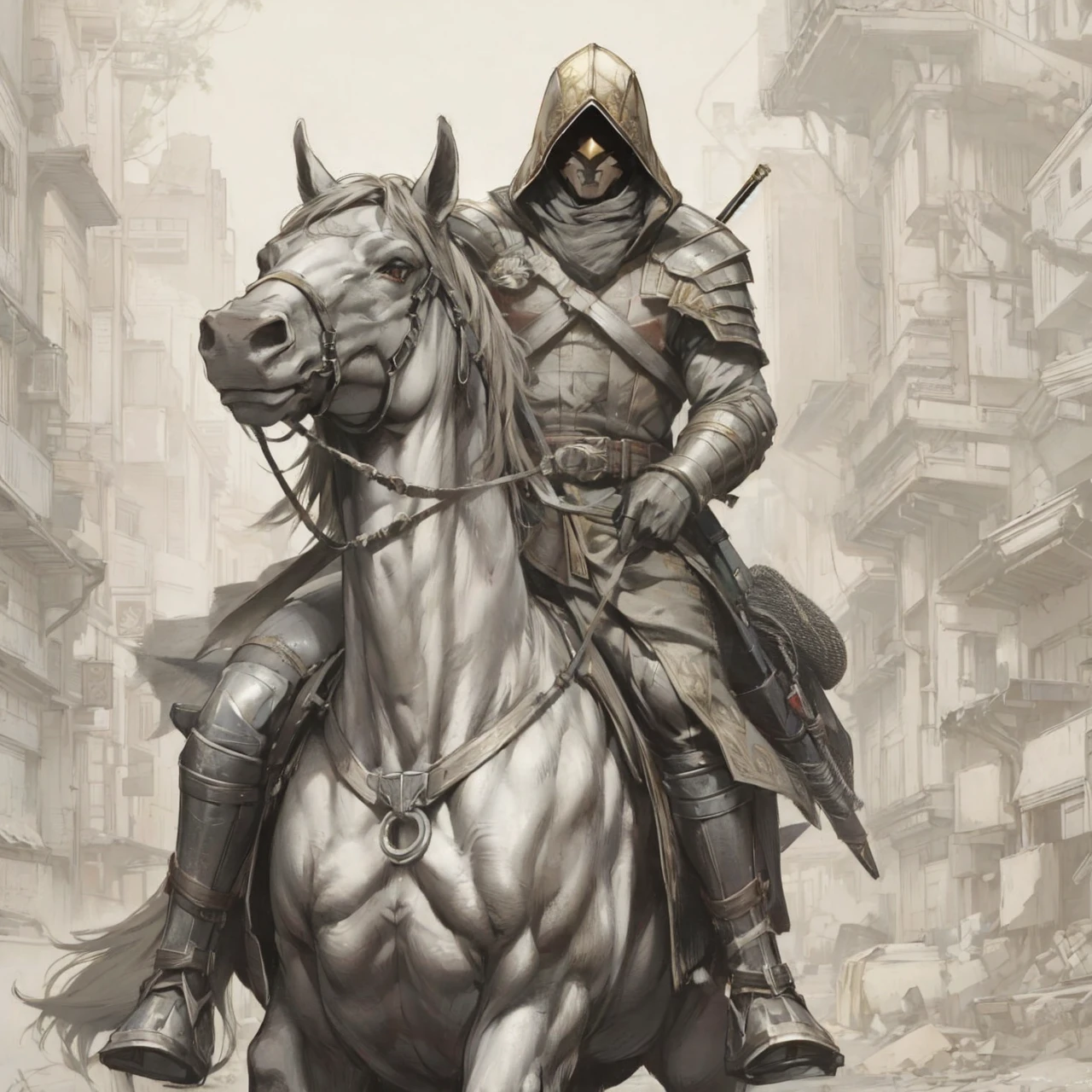 golden armor, Mediovale, red hood
