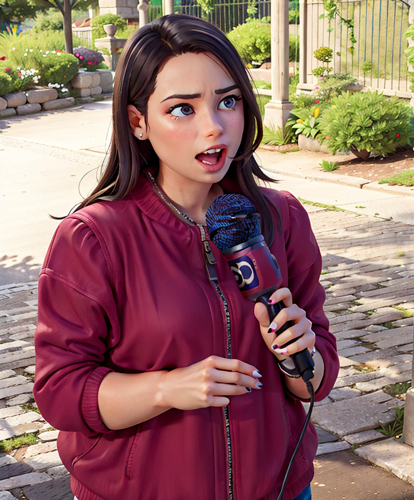 woman holding a microphone, full hd