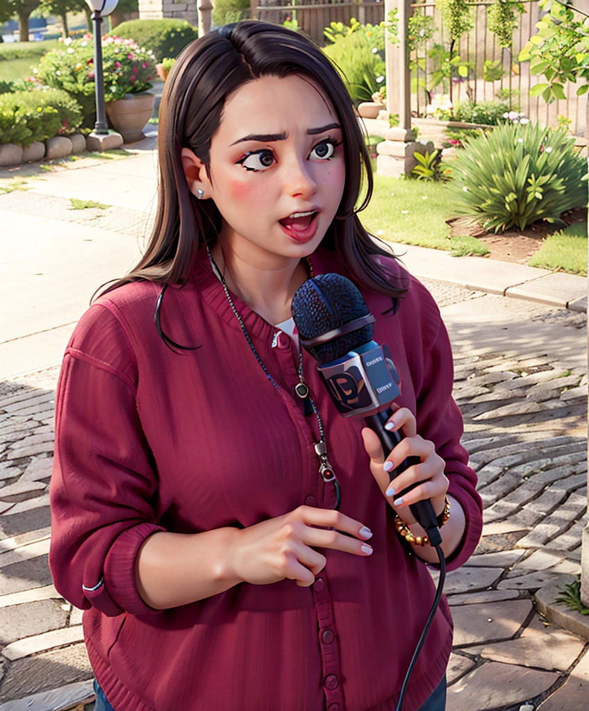 woman holding a microphone, full hd