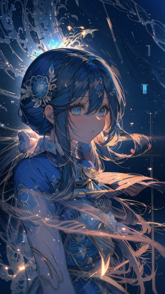 Anime Girls with long hair and blue eyes wearing a blue dress, Anime Moe Art Style, Beautiful anime portraits, Anime Girls, portrait Anime Girls, cute Anime Girls portrait, cute Anime Girls, detailed portrait of Anime Girls, Beautiful and detailed anime art, Cute girl anime visuals, pretty Anime Girls, (Anime Girls), Anime Girls portrait, portrait of an Anime Girls