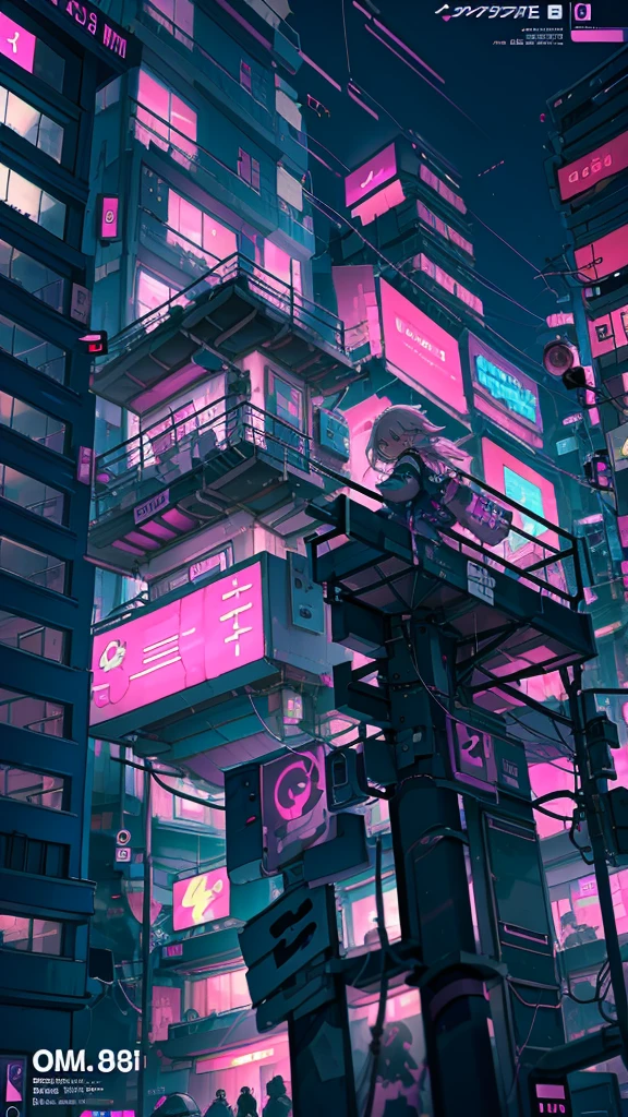 With pink hair and a pink jacket、Girl holding a pink bag, Glitch Punk Girl, Decora style illustrations, Anime Cyberpunk art, Cyberpunk Anime Girl, Anime Style 4k, Neon Punk, Anime atmosphere, Anime Cyberpunk, Cyberpunk anime art, Aesthetic Cyberpunk, digital Cyberpunk anime art, Cyberpunk art style, 80年代のAnime atmosphere, Cyberpunk color, ダークNeon Punk