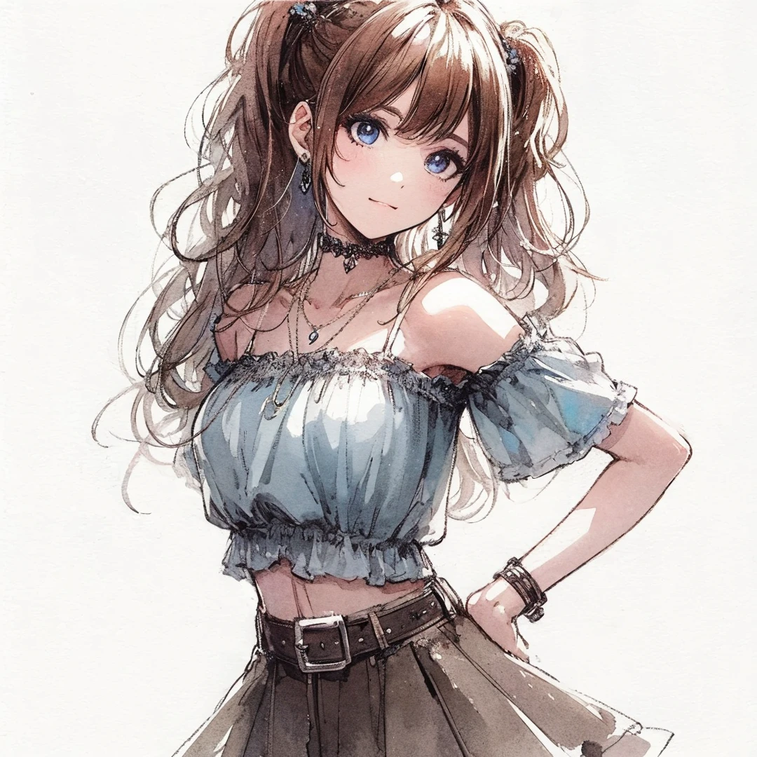 Official art using high-quality hand-drawn watercolor sketch techniques. (best quality,4k,8k,highres,masterpiece:1.2),ultra-detailed,beautiful detailed eyes,A girl with beautiful eyes, everyone, beautiful anime girl, cute anime girl, smooth anime art, anime style, elegant colors, soft lighting, delicate beautiful wet eyes, very coquettish, (beautiful large breast:1.2), (correct hands:1.2),