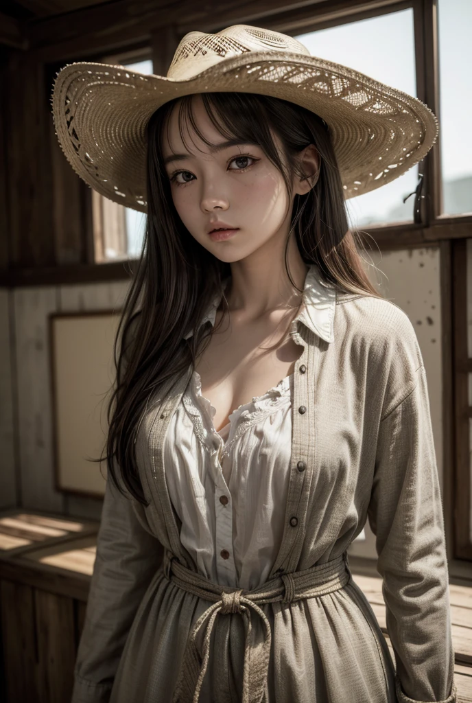 1 girl, Alone, chizuru, másEstilo Katsumi, high resolution, HDR, (((Best Quality, Masterpiece))), ultra detailed illustration, [extremely detailed face], (cowboy shot)