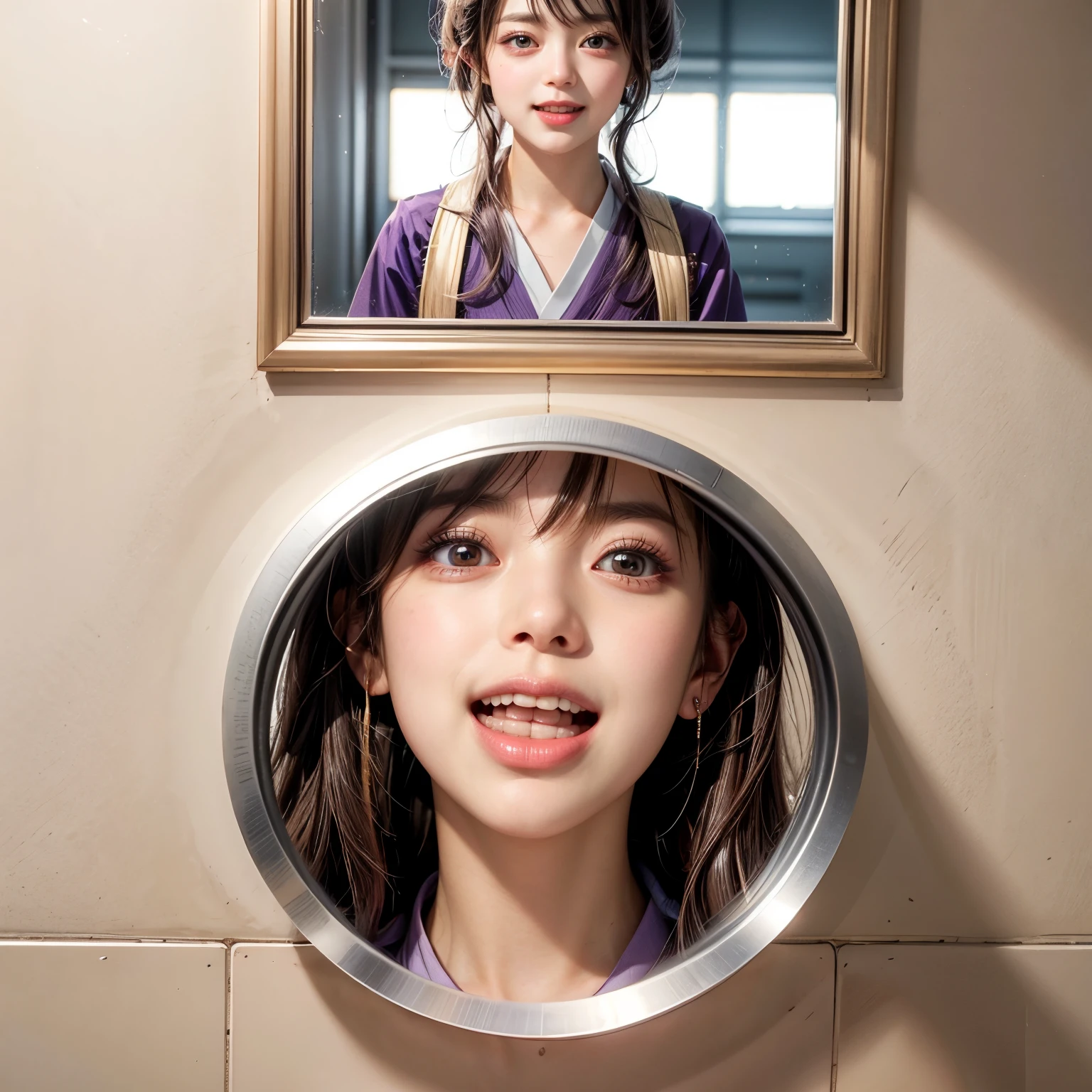 through wall, SchoolGirls wearing uniforms, PUNIPUNI Radiant PearlSkin with Transparency, no legwear, PriceTags NamePlate . (Character concept art:1.32), Different types of hair colors, (((NOGIZAKA face variations)))  Extremely Detailed very KAWAII face variations, perfect anatomy, Childish CaptivatingGaze Elaborate Pupil with (sparkling highlights:1.2), DoubleEyelids with Detailed[Voluminous LongEyelashes], Small GlossyRedLips with BeautifulDetails, CoquettishTongue, PUNIPUNI RosyCheeks  { (Dynamic Joyful Expressions LifeLike Rendering:1.4) | (:d) }, (large eyes:-1) . (Acutance:0.8) NSFW_MouthGloryHole_ownwaifu