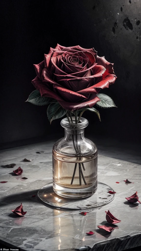 Amidst the spectral figures and fractured light, an unexpected detail catches the eye: a single, perfectly preserved rose. Its petals are a deep crimson, untouched by decay, and it rests on the cold marble floor as if placed there intentionally. The delicate fragrance of the rose mingles with the cathedral’s musty air, a poignant reminder that beauty persists even in desolation. 🌹✨
