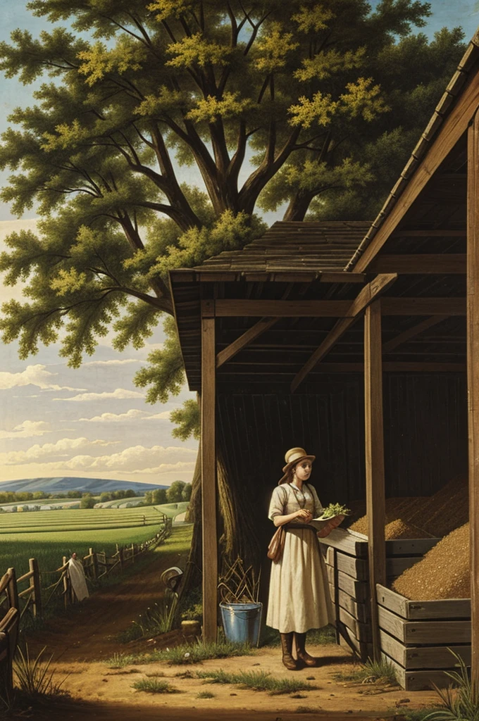 A young woman bequeathing a farm to comic