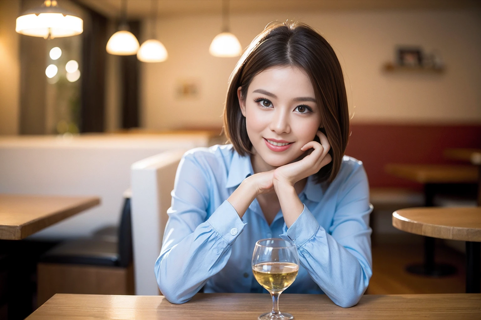 ((Highest quality、8K、masterpiece:1.3))、slimカップル、modelカップル、(Realistic, Intricate details:1.2), full-course dinner、Wine Party、Amazing view of the sunset sky and clouds、A bright smile、The wonderfulness of smile、Bright image、The beauty of wine, Beautiful Face, blue eyes, The light shines on your face, Blushing, short hair,Bright Face、 (Age 42), 39 years old, red wine 、Appetizers、Italian food、Wine bottle、Champagne、sparkling wine、Two beauties、Brown Hair、Shortcuts、Long sleeve shirt、dress、Beautiful woman 1, (slimな顔), (The body is slim), (Brown Hair), (Shortcuts), cheeks turn a little red,Attractive beauty、restaurant, In a prominent place (From the waist up) Nova Frog Style, actress, model, Upper Body, White wine, slim, wine glass, 中央に置かれたwine glass, smile, (smile: 1.15), Beautiful fine grain, Depth f/2,saturation, High Contrast, Strong light and shadow,Moist Body:1.5、3D texture、Delicate eyes、Brown Hair、The hair is very shiny、