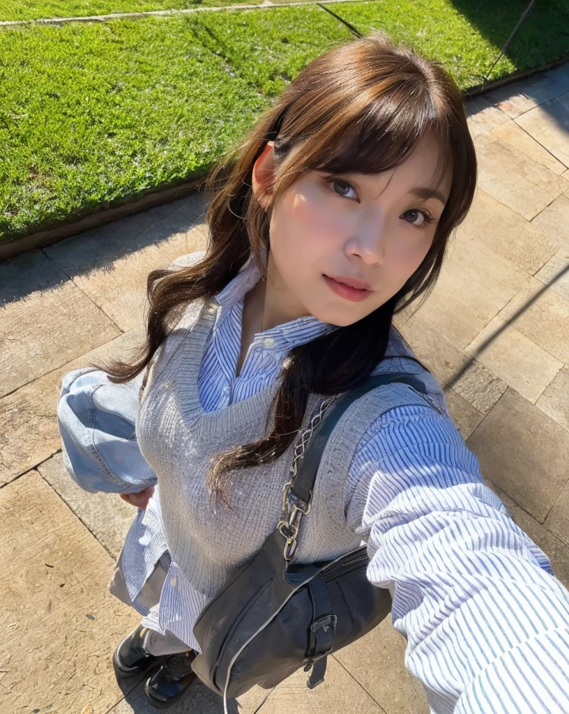 (best quality,8k,highres,masterpiece:1.2), realistic, photorealistic:1.37, UHD, studio lighting, sharp focus, extreme detail description, professional, vivid colors, bokeh, portraits, extremely detailed face texture, beautiful detailed eyes, beautiful detailed lips, extremely detailed hair, dark colored hair, youthful appearance, big round breast, cleavage, proportional eyes, seducing smile, clean and natural face, no makeup, bare face, indonesian face,