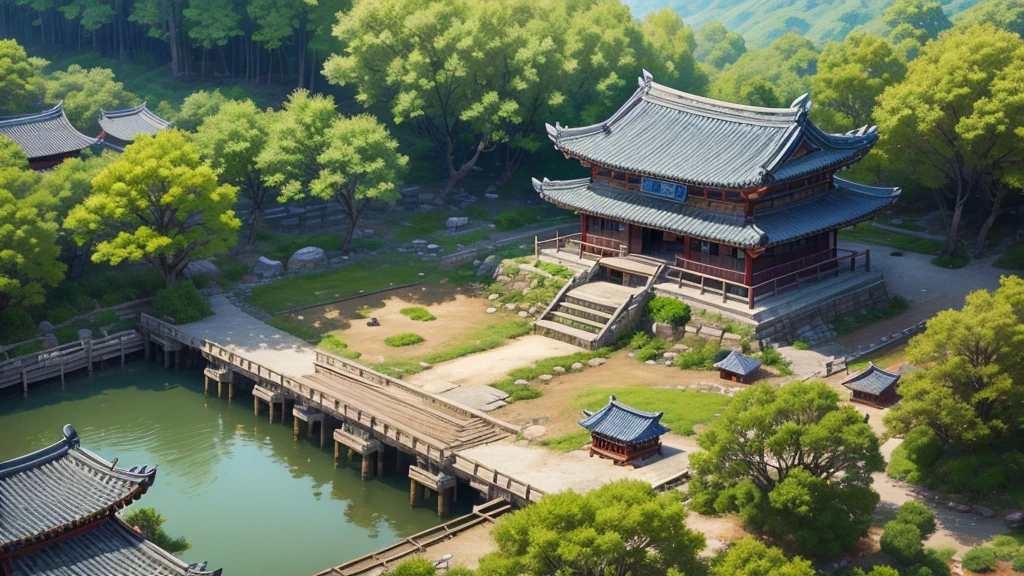  Korean ancient village, Aerial view, Photorealistic photos, High definition, 8K