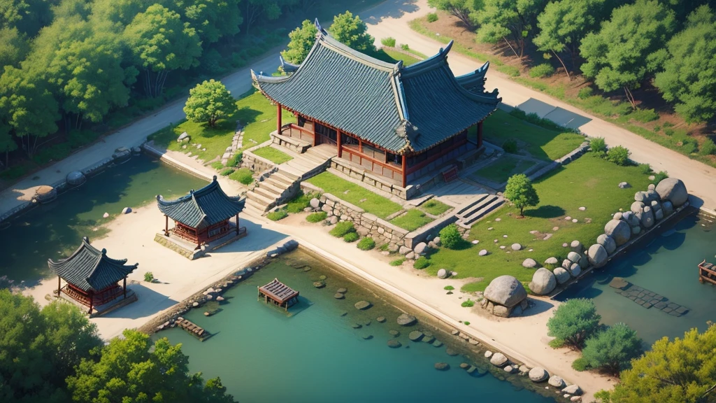 Korean ancient village, Aerial view, Photorealistic photos, High definition, 8K