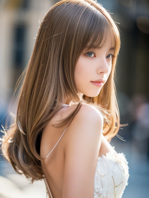 ((whole body))　(big 1.4)　Beautiful Fantasy Girl　((Highest quality)), ((masterpiece)), (Get used to it), Perfect Face　(1 Girl)　(French)　(she is 15 years old、The cutest teen in France.)　((Highest quality)), ((masterpiece)), length blonde hair 　length, 輝く茶colorの髪,Golden Silky Hair, Straight Brown Hair, length blonde straight hair, Perfect Silky Straight Hair, Straight Brown Hair, length blonde hair, sheの髪は長くてまっすぐだ, detailed length 　((big 1.4))　Super Long Hair down to the ankles　((Neat bangs　The neatly trimmed bangs are princess cut and cover the entire forehead......))...　明るい深紅colorの唇　good, Anatomically correct hand　Thin fingers　Anatomically correct5本の指　Sexy professional makeup　Beautiful French girl face, French facial features, Long Hair shiny Long Hair, length, 輝く茶colorの髪, length, Straight Brown Hair, sheの髪は長くてまっすぐだ, Super Long Hair girl, Silky Hair, length blonde hair, Silky Hair, length, Flat Hair, Silky texture, Long Hair, length, Flowing brown hair, thin and shiny hair　Anatomically correct、White beautiful human skin and detail of hands and fingers　Beautiful Eyes　Mouth Details　the corners of the mouth rise slightly　Cool look　　(眉毛のcolorは濃い茶colorです)　　(黄color dress posing for a picture, Disney Portraits, tumbler, What it is？, wearing organza gown, dressed beautiful gown, lady using 黄color dress, color: 黄color, A woman wearing a sparkly floral dress, elegant 黄color skin, gown, Fantasy Dress, Formal Wear, light 黄color　beautiful gown, 黄color theme　)　(A church with high quality stained glass..)　(she&#39;Random Pause)　(Random model standing pose)、Dressed in a white tank top