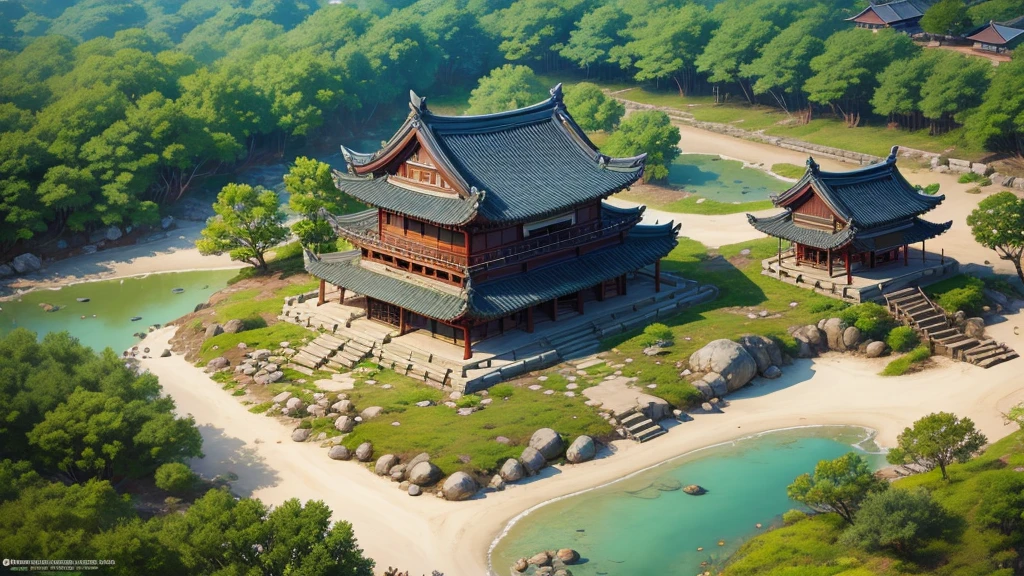  Korean ancient village, Aerial view, Photorealistic photos, High definition, 8K
