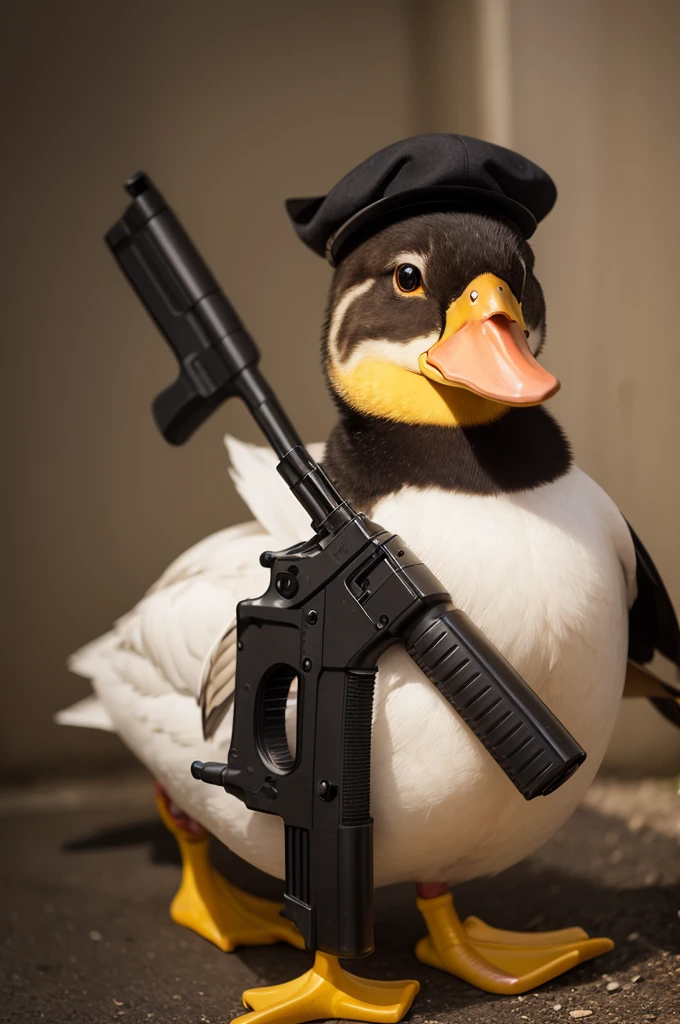 A duck with a gun 
