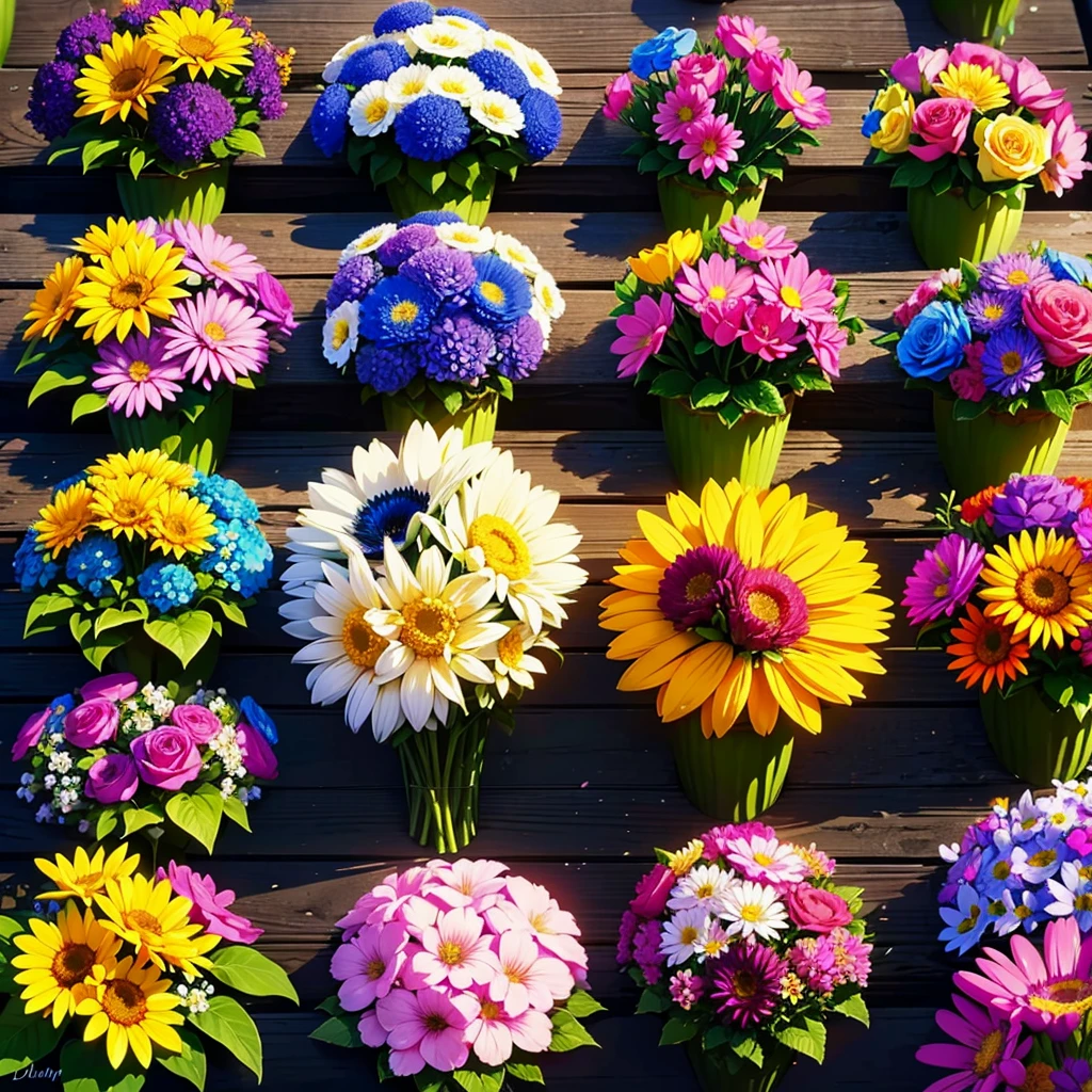 alot of flowers different types, very colorful. HD