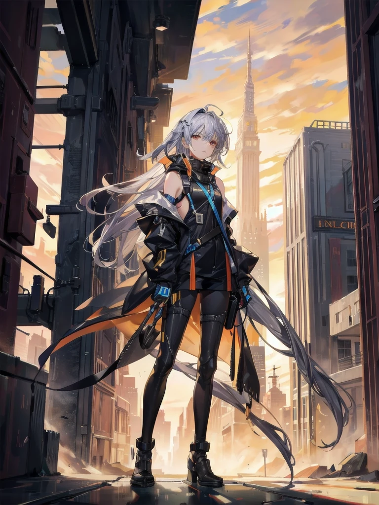 Picture a futuristic city standing tall in the midst of a desolate desert. The city is a beacon of advanced civilization, with high-tech buildings, floating vehicles, and digital billboards. The desert is a sea of golden sand, stretching out to the horizon. The lighting should be a setting sun, creating a dramatic silhouette of the city against the sky. The color scheme should be a blend of the golden desert, the silver city, and the orange and purple hues of the sunset. The shot should be taken from a distance, capturing the isolation of the city in the desert. The style should be photo-realistic, with a high level of detail and a 16k resolution. --ar 16:9 --v 5.1 --style raw --q 2 --s 750