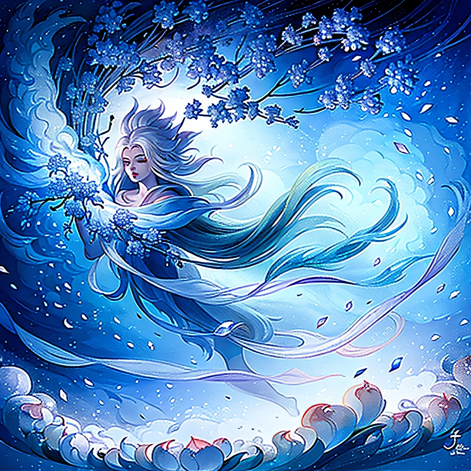 Extremely realistic、Exquisite details, The white fox leaps gracefully in the dreamy space, Bright flowers blooming around. The ethereal figure of the forest god exudes a soft, otherworldly light, Exuding a warm atmosphere. Professional color grading at 8k resolution, Each Swarovski crystal on the shell sparkles, Adds a magical touch to the scene.