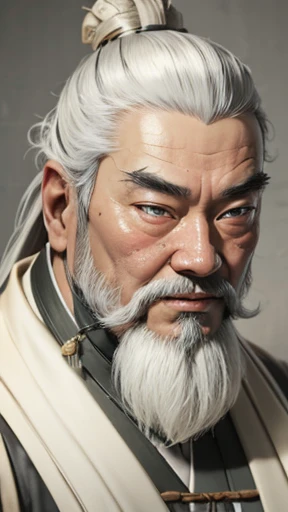 Oriental、Old man in plain white ancient Chinese costume、Ancient Chinese hairstyle old man、Highest quality、masterpiece、Ultra-high resolution、(Realistic:1.4)、Game Poster、Crisp and beautiful image quality、Gray Hair、（（white and long beard,））、