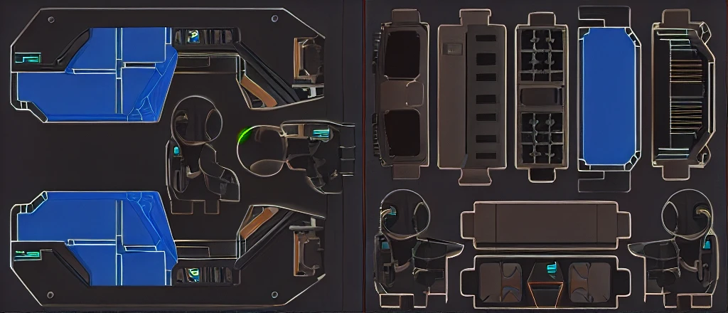 Fusion Mecha Parts, highly detailed panel cuts,Color Block,Tile,Segmented,manual,Vector,HD,No steps,