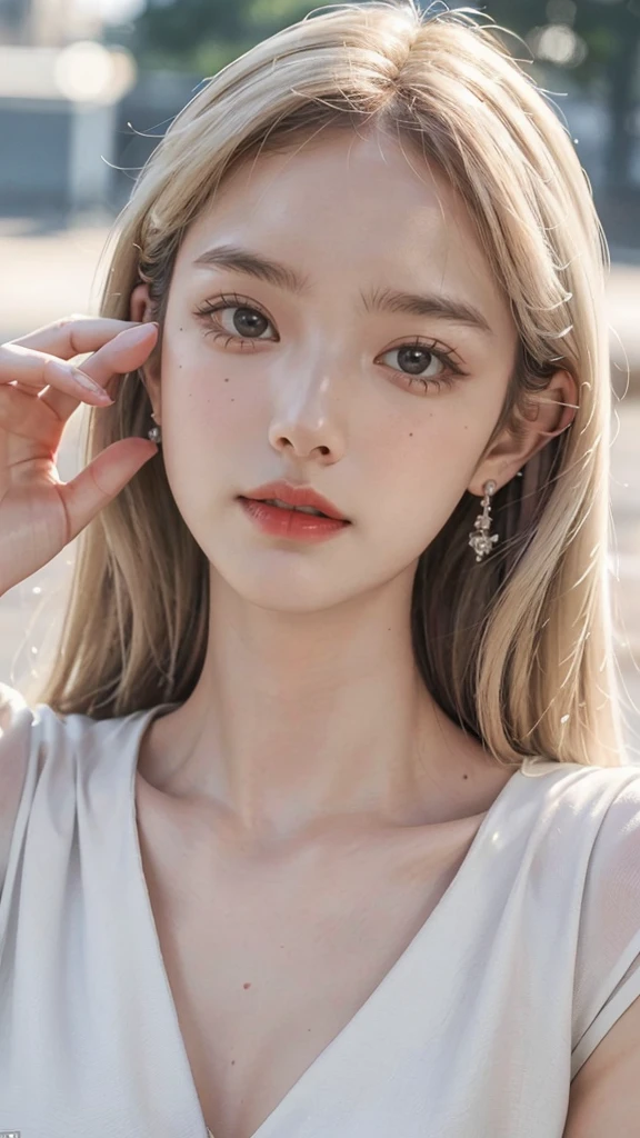 Top Quality, White Skin, Real Human Skin, (Detailed), Oval Face, Pore, Ultra High Definition, (8k, RAW Photography, Photorealistic: 1.4), One Girl, Slim, (Gentle and Goddess-like Eyes) Happiness: 1.2), (Lip Gloss, Eyelashes, Gloss Face, Best Quality, Ultra High Definition, Wide Lighting, Natural Shading)