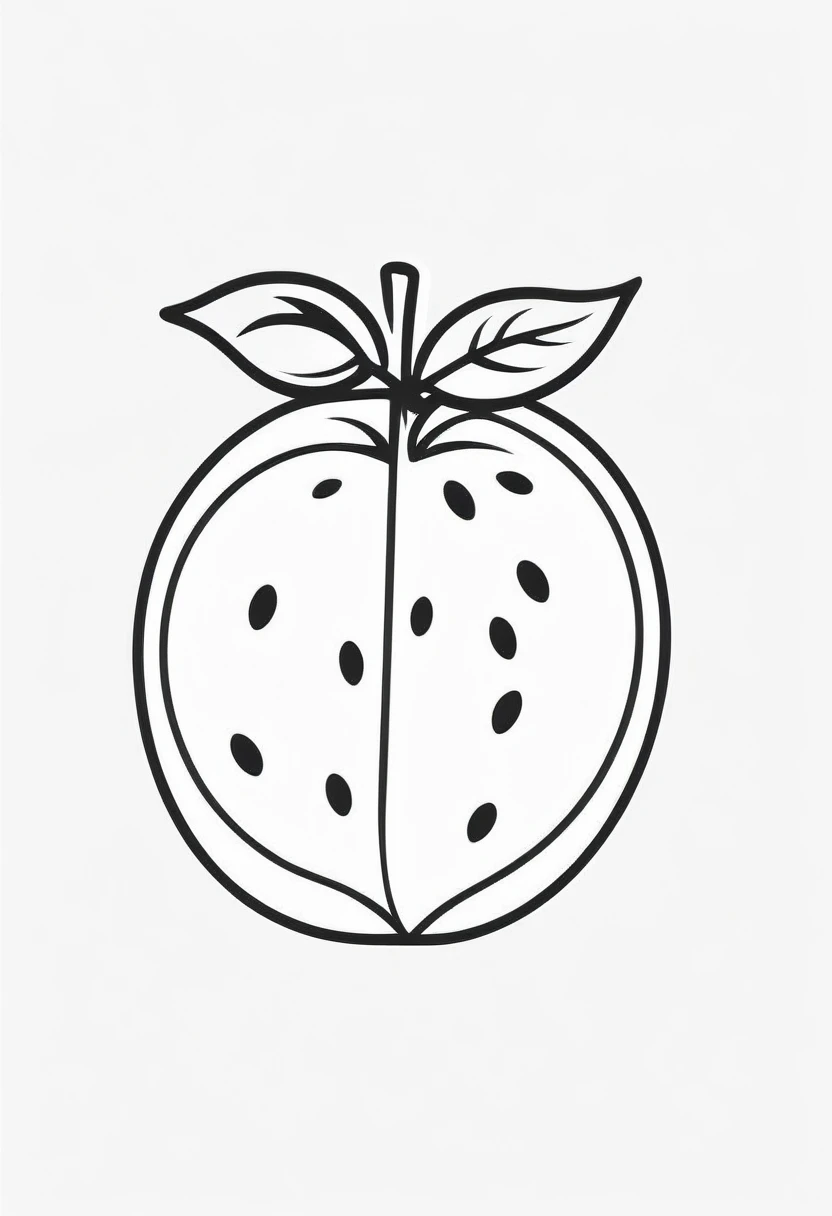 fruit icon, with monochrome style, black and white, flat style, no color gradient, white background, and single icon