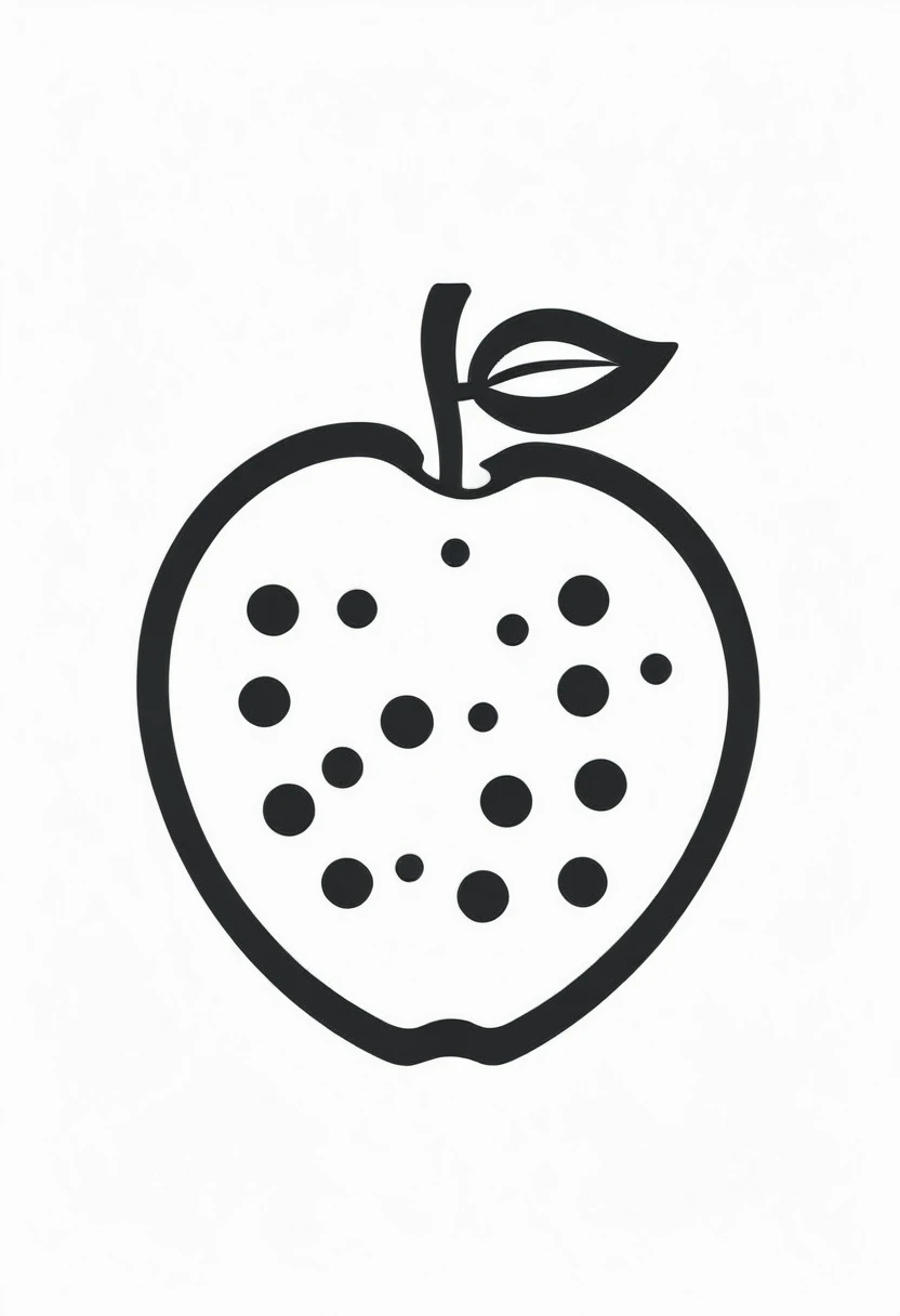 fruit icon, with monochrome style, black and white, flat style, no color gradient, white background, and single icon