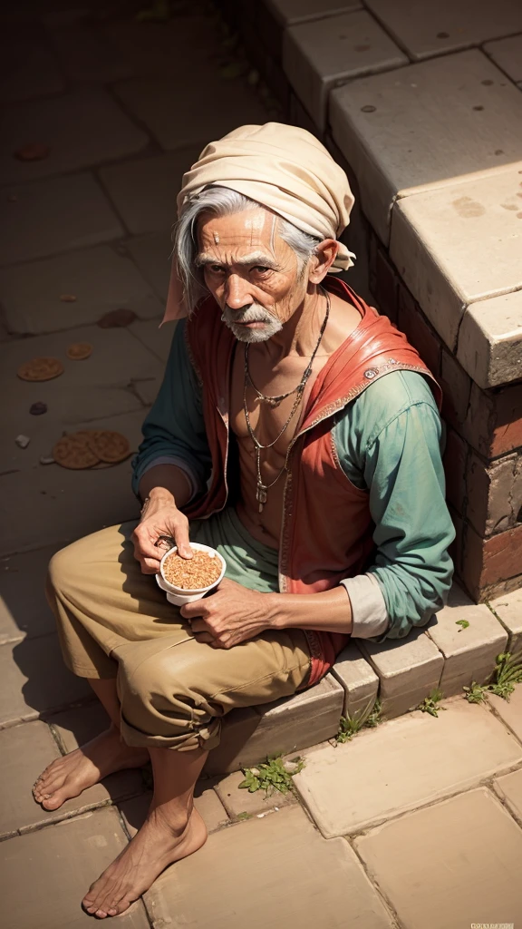 The Beggar: The beggar asking for food.