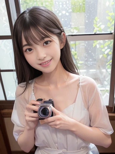 Japanese female, a lot of details, (underweight), 30 years old, detailed black hair, beautiful detailed hair, super fucking beautiful, delicate beautiful face, complex details beautiful and delicate eyes, perfect hands, (flat chest best quality:1.5), perfect and delicate limbs, detailed skin, best quality, ultra-detailed,(cheerful grin:1.5),
(Photographing people inside from outside the window:1.6)