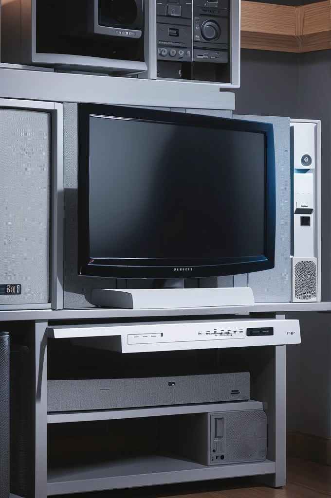 ((Highest quality)), ((masterpiece)), (detailed), CRT TV monitor、Flyer、background、simple、black、An illustration