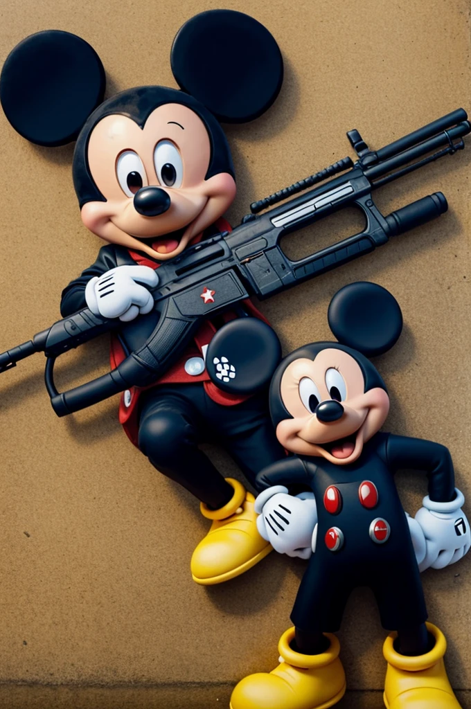 Mickey Mouse goes through biohazard shotgun
