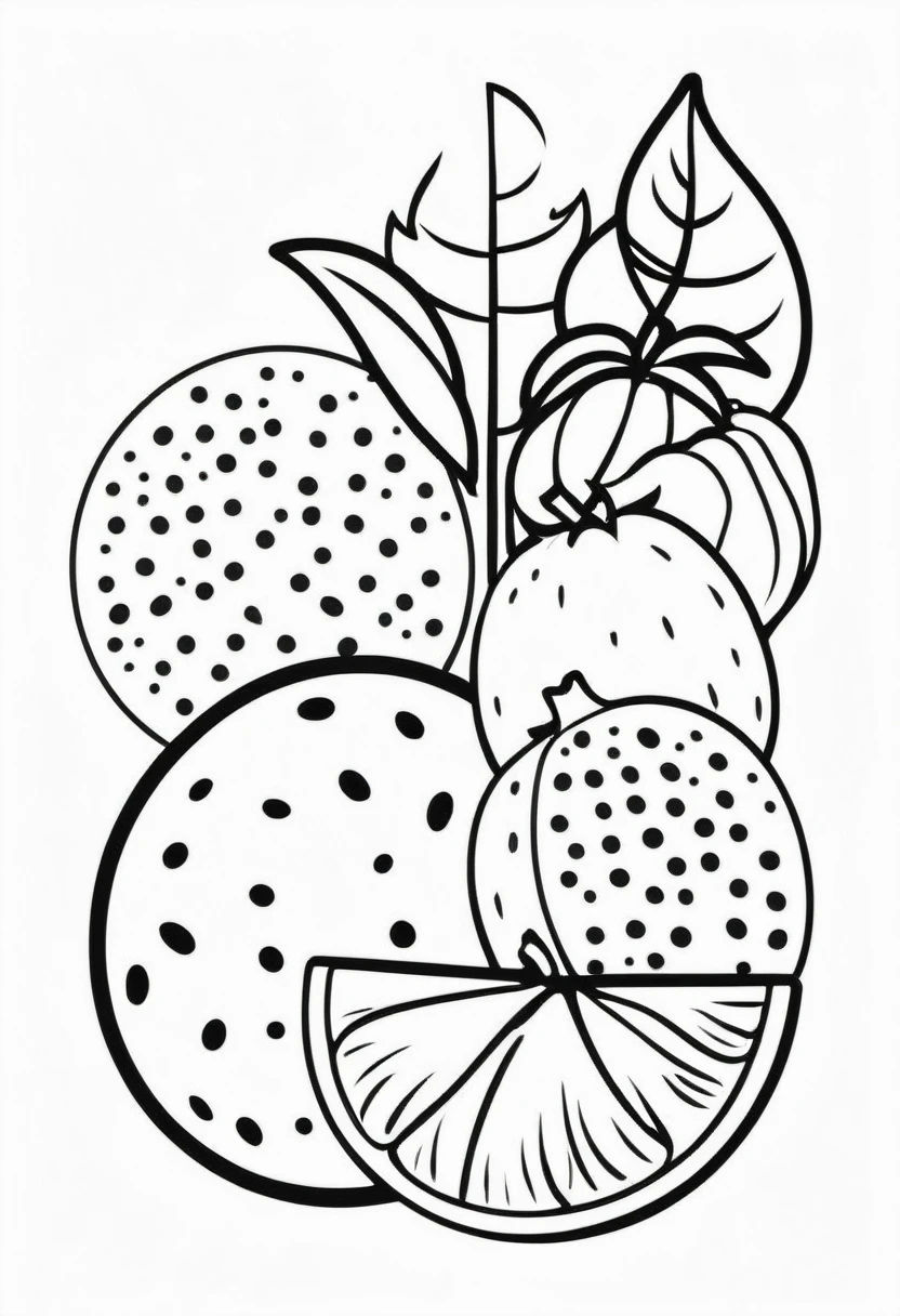 fruits icon, with monochrome style, black and white, flat style, no color gradient, white background