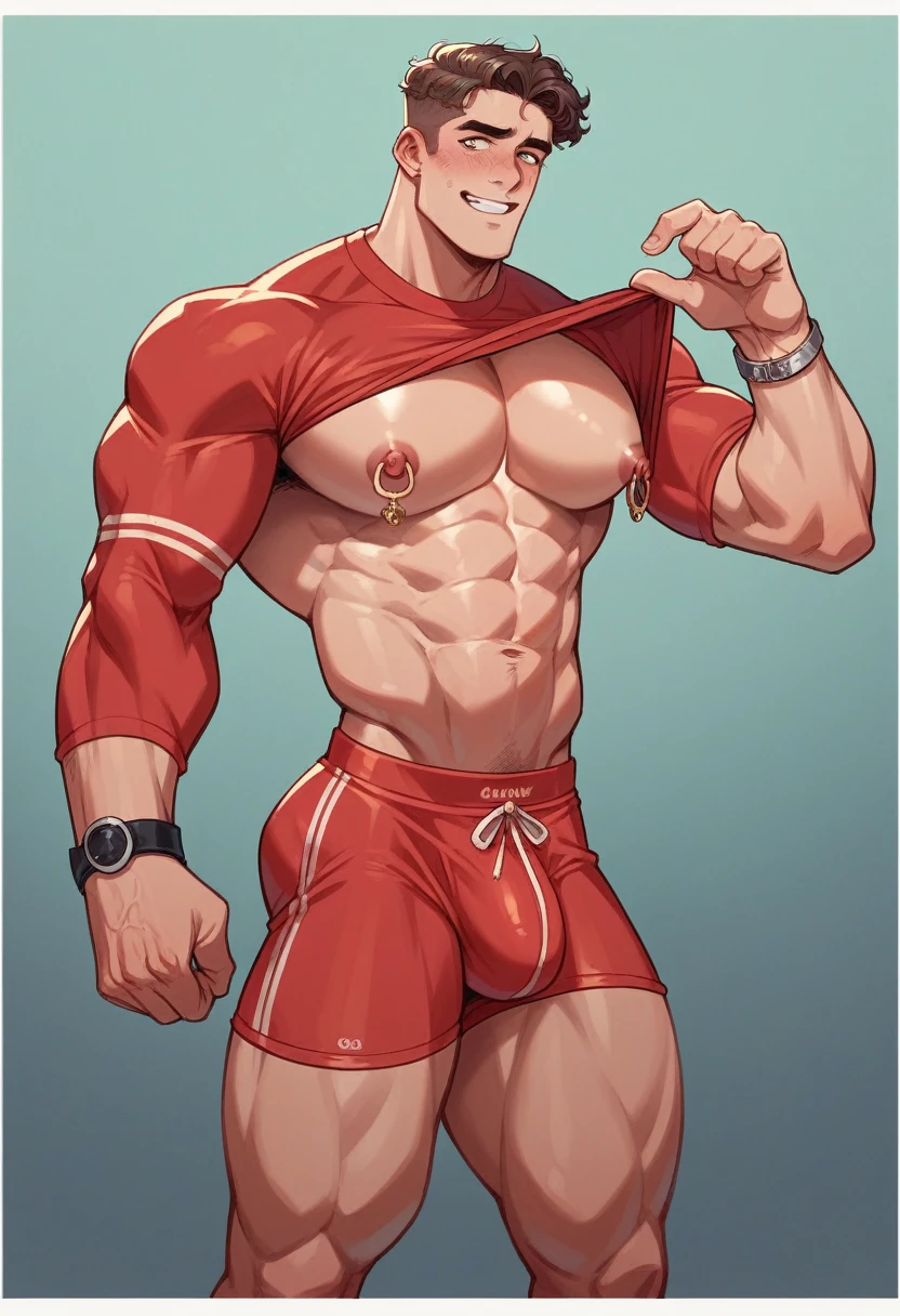 Male athlete15 years, big white skin ,Handsome guy,Wearing tight transparent,Sunny and lively,youthful feeling,wearing nipple rings, cuerpo entero desnudo, pene grande erguido.