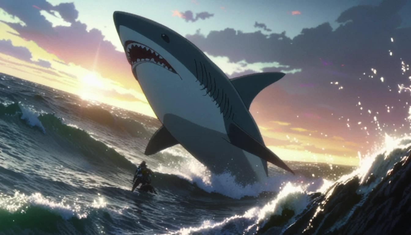 score_9, score_8_up, score_7_up, source_anime, ocean, a girl riding Shark, anime screencap, highly detailed, dark fantasy, cinematic lighting, dramatic composition, 8k, intricate details, vivid colors, masterpiece