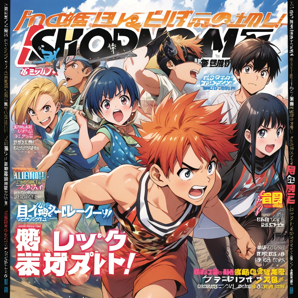 manga shonen, cover magazine, action shonen manga, boys and girls