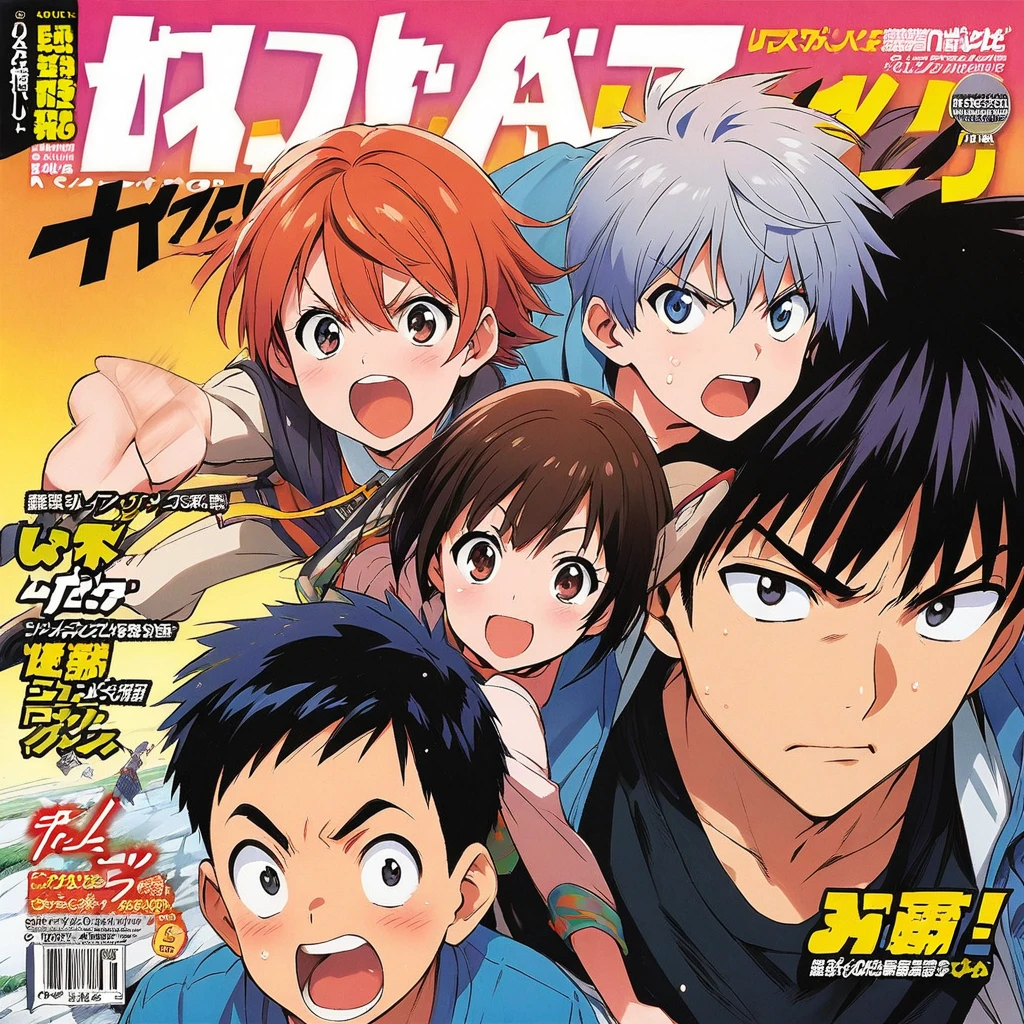 manga shonen, cover magazine, action shonen manga, boys and girls