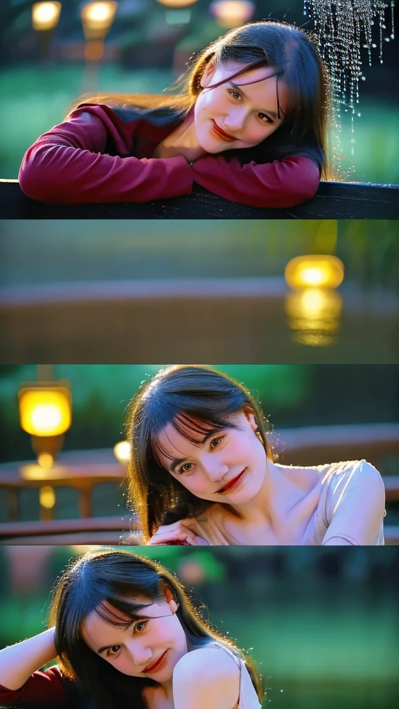 Intimate and high-quality photos of (Couple:1.2), Sit On (Bench:1.1), (Enchanting Light:1.1), sexy, passionate, exquisitely detailed, (sweat:1.1) with (glittering droplets:1.1), castle backgrounds, Sony Alpha 7R IV Camera, Digital Photo, f/2.8 lens, black-red, , Too many realistic textures, trends on social media, night light