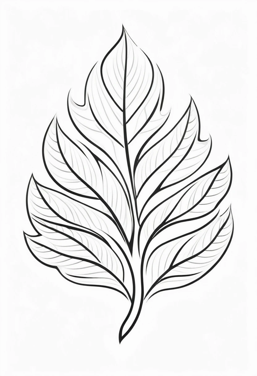 leaf icon, with monochrome style, black and white, flat style, no color gradient, white background