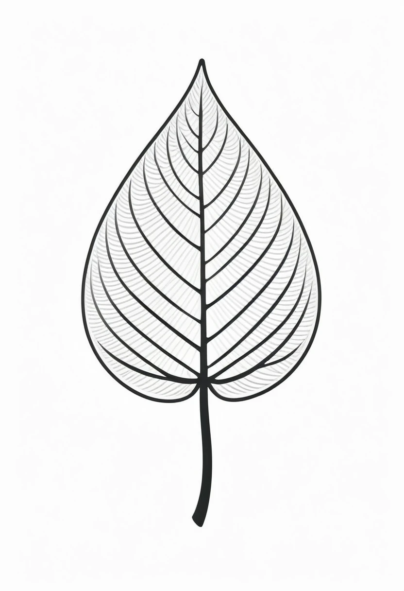 leaf icon, with monochrome style, black and white, flat style, no color gradient, white background