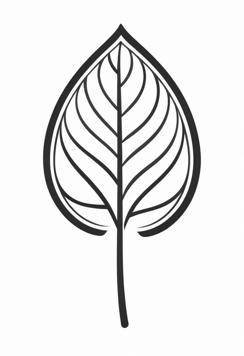 leaf icon, with monochrome style, black and white, flat style, no color gradient, white background