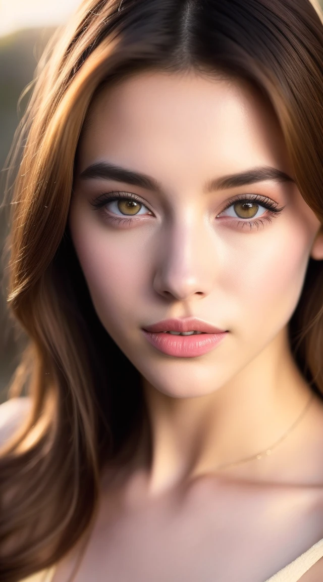 fashion model 25 years old [[[a closeup]], [[[coll]], [shoulder]], perfect  eyes, perfect irises, Perfect lips, perfect teeth, flawless skin, soft front light, Glow, HDR, (soft colours:1.2)、(medium breasts1:1.6)