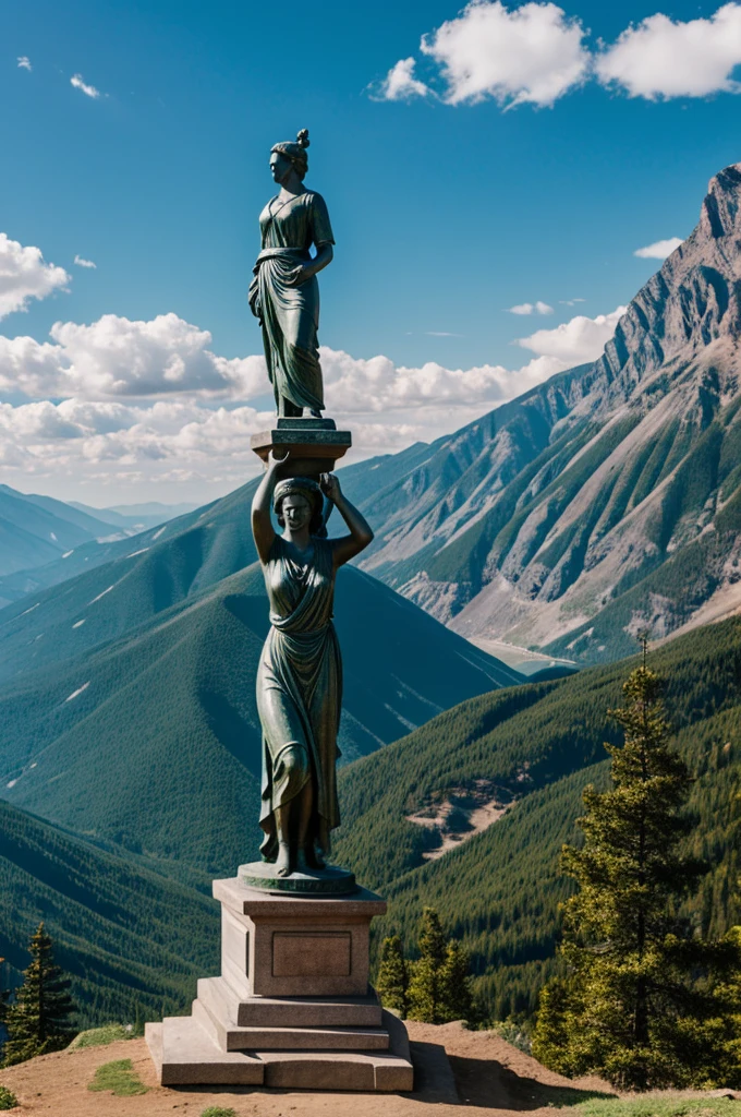 Statue of Woman in Mountain