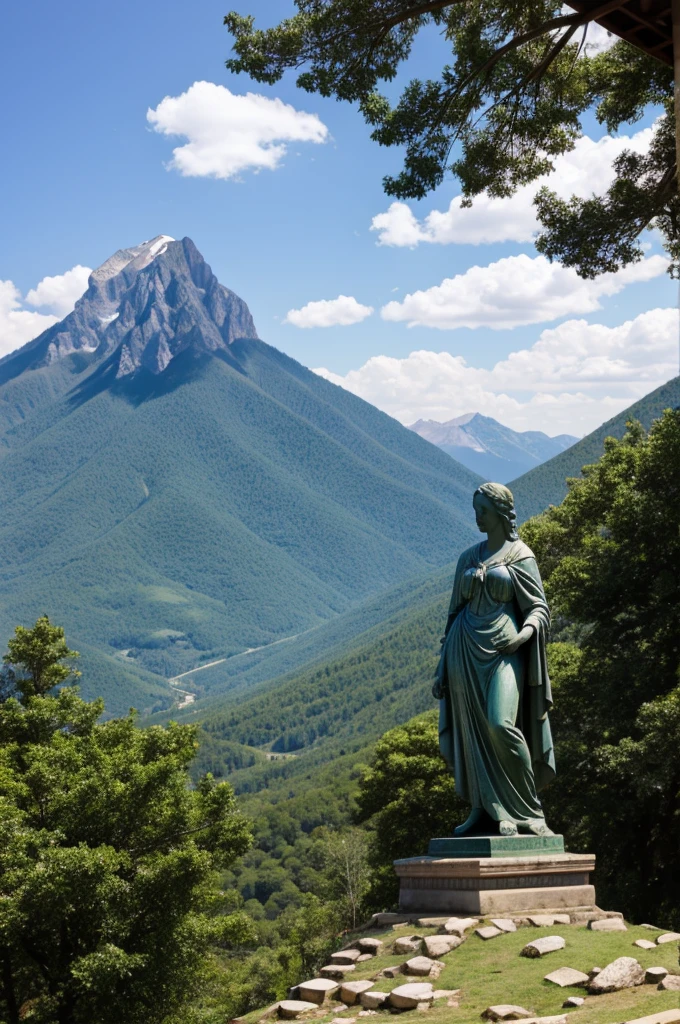 Statue of Woman in Mountain

