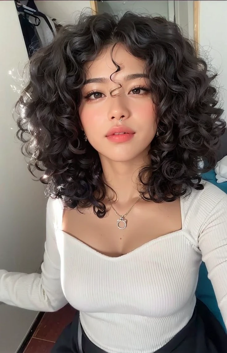 Beautiful black woman, striking look, Sexy Mature Woman, black fur color, seamless, Outstanding features, very curly hair, Full mouth, skin black, mulatto black