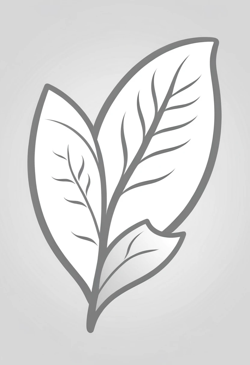 leaves icon, with monochrome style, black and white, flat style, no color gradient, white background, and single icon