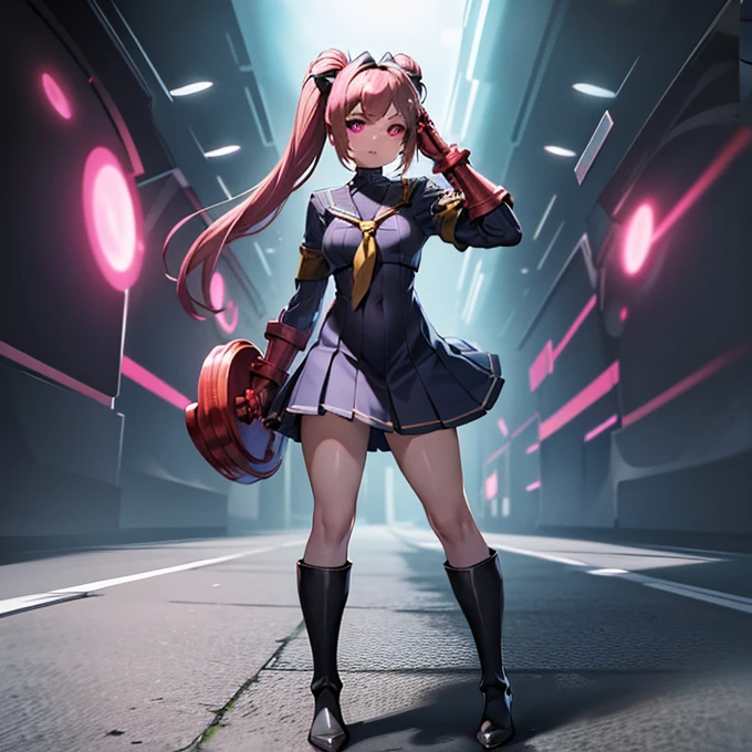 NSFW, collarbone, absurd, brainwashed, combatant, hollow eyes, ((purple glowing eyes 1.5)), expressionless, emotion removed, ((black shadaloo suit)), looking away, full body shape, ((standing up, saluting)), (highest quality, 4k, 8K, high resolution, required:1.2), ultra detailed, (real, it looks real, looks real:1.37), ticker, hyper hd, studio lighting, ultra detailed paint, sharp focus, physically based rendering, extreme detail, professional, vibrancy and color, blurry, sports portrait, landscape, horror style, anime big , anime huge , sci-fi, photography, concept artist, five fingers, perfect body, {{{masterpiece}}}, {{{best quality}}}, {{ultra detailed}}, {{shape}, {{very delicate and beautiful}}, value for money, all roles, Canon 5D MK4 photo, photo, (1 person: 1.2), (solo: 1.2), masutepiece, nffsw, shader, highest quality, elementary school student, (((magical girl outfit))), standing picture, ratex, tight long gloves, long boots, twin tails, long hair, pink hair, belly button exposed, both hands holding up skirt, black lace panties, panty shot, (NSFW: 0.8), very large breasts, body type (young girl body type, only large breasts) big breasts