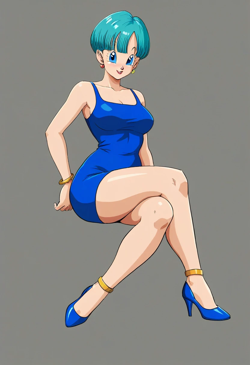 Bulma briefs dark blue dress legs crossed in tournament art martials