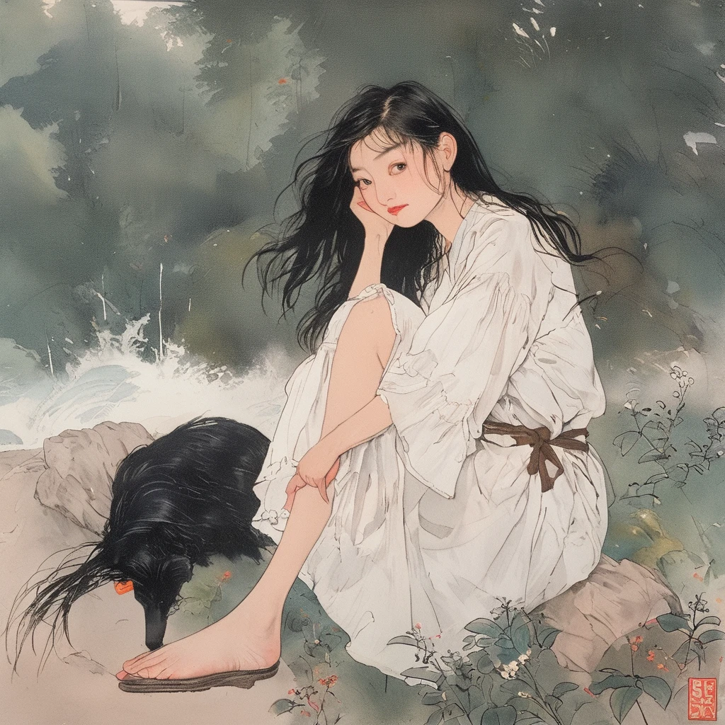 Girl holding her knees