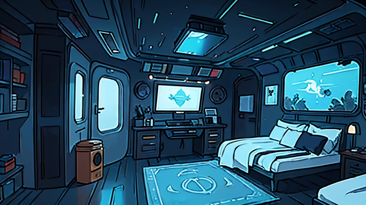 under water room, submarine cockpit