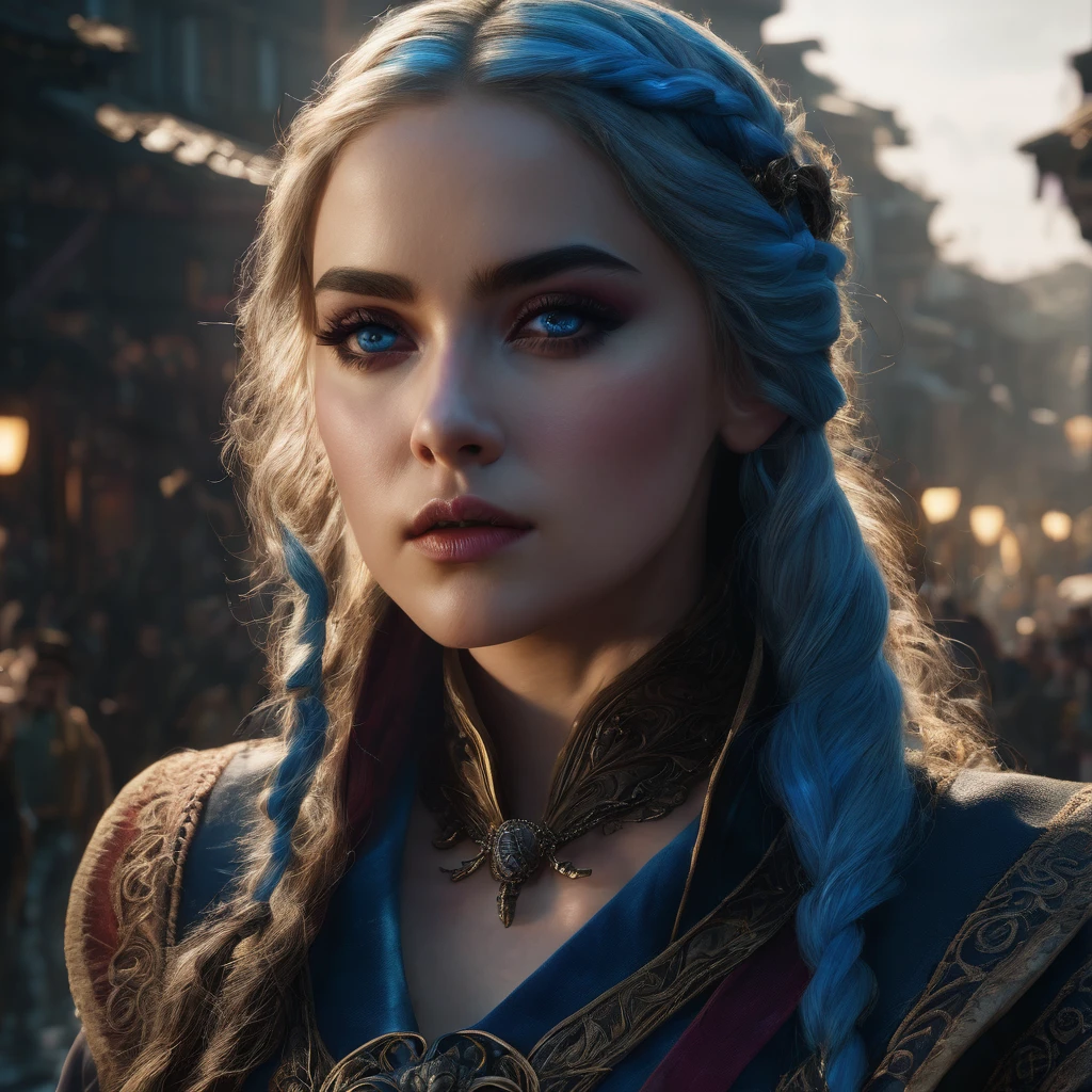 beautiful detailed eyes, beautiful detailed lips, extremely detailed eyes and face, long eyelashes, 1girl, fantasy character, portrait of Jennifer English as Shadowheart, long braid, dramatic shadows, blue highlights, cosplay, realistic lighting, (best quality, 4k, 8k, highres, masterpiece:1.2), ultra-detailed, (realistic, photorealistic, photo-realistic:1.37), fantasy, cinematic, dramatic scene, cinematic lighting, high contrast