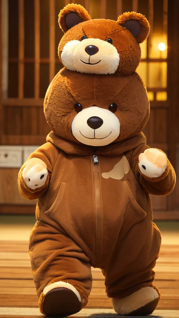 cute bear mascot light brown Take off the head and turn it into a bear. Inside, it's buttery.