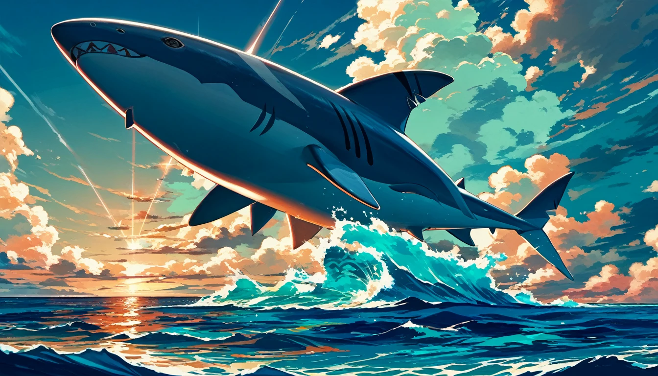 score_9, score_8_up, score_7_up, source_anime, ocean, 1girl swinming, Shark, anime screencap, highly detailed, dark fantasy, cinematic lighting, dramatic composition, 8k, intricate details, vivid colors, masterpiece
